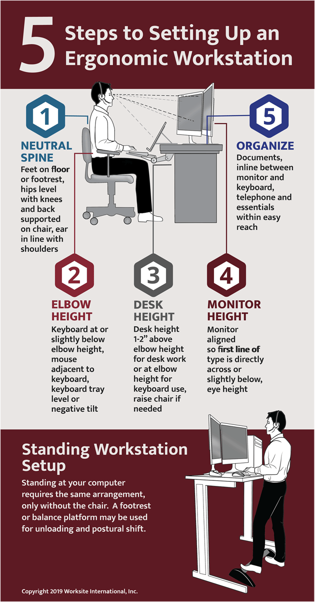 5 Steps To Setting Up An Ergonomic Workstation Infographic 5 Steps To Setting Up An Ergonomic Workstation Infographic