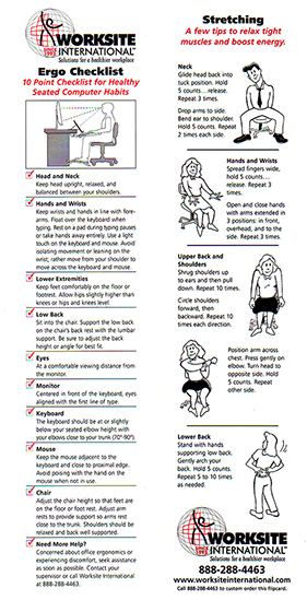 Sit and Stretch 10 point Ergo Checklist